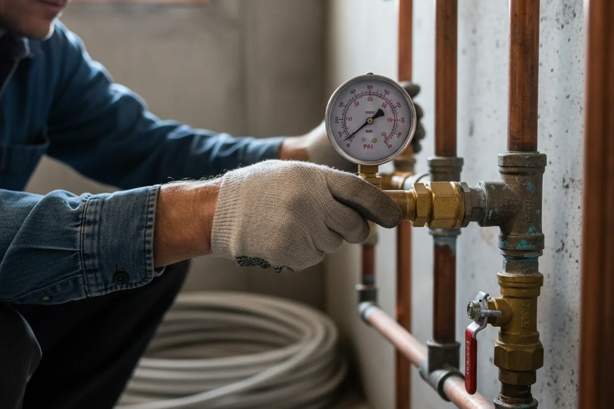Pressure testing a repaired line during Water Line Repair in Foothill Ranch